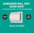 WV150CB：150mm Hi Flow Colour Bond Dover 白色抽油烟机壁式通风口。