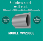 WV-200SS: 200mm Stainless Steel Rangehood Wall vent