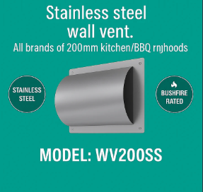 WV-200SS: 200mm Stainless Steel Rangehood Wall vent