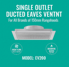 Ventilación de alero para campana extractora EV-200 de alto flujo de 150 mm: certificada para regiones con riesgo de incendios forestales.