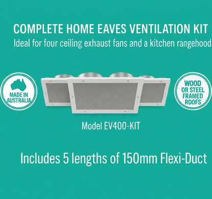 EV-Kit: Kit para toda la casa, 1 campana extractora y 4 ventiladores de techo, certificado para regiones con incendios forestales.