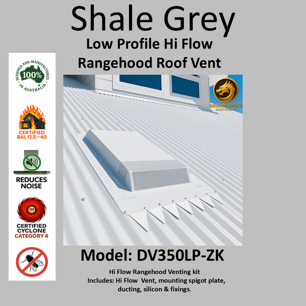 Rangehood roof venting Kit: Shale Grey