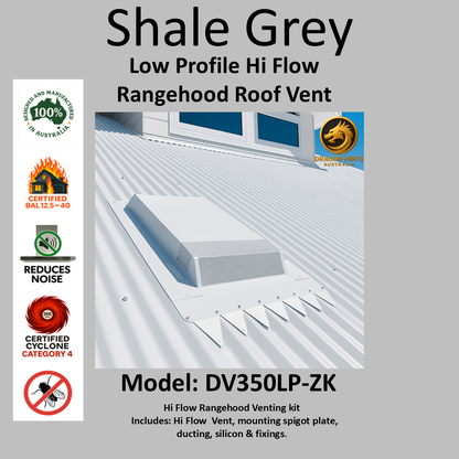 Rangehood roof venting Kit: Shale Grey