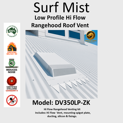 Rangehood roof venting Kit: Surf Mist