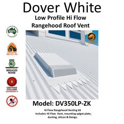 Rangehood roof venting Kit: Dover White