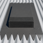 Australian designed low profile roof vent for kitchen rangehood exhaust on a metal roof.