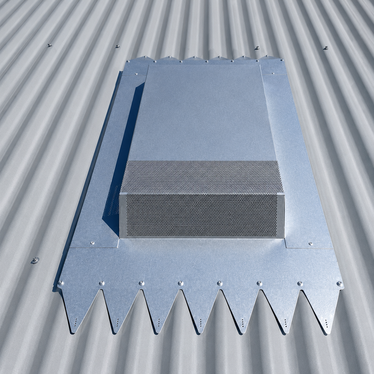 Low profile Colorbond roof vent for 150mm kitchen rangehood ducting.
