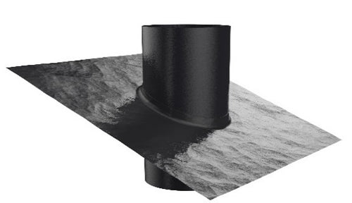 A charcoal custom lead flume designed for supporting external rangehood roof motors and vents.
